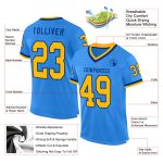 Electric Blue Gold-Royal Personalized Throwback Football Jersey - Custom Mesh Design Personalized Electric Blue Gold-Royal