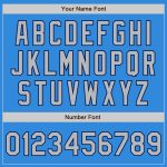Custom Electric Blue Gray Navy Varsity Letterman Jacket with Personalized Name and Number - Full-Snap Bomber Style Personalized