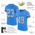 Personalized Electric Blue and Steel Gray Football Jersey, Authentic Mesh Design Personalized Electric Blue Gray-Steel Gray