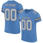 Personalized Electric Blue Gray Football Jersey - Steel Gray Mesh Football Jersey Personalized Electric Blue Gray-Steel Gray
