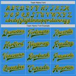 Custom Team Name Number Electric Blue Green Gold Bomber Varsity Jacket Full-Snap Letterman Personalized Electric Blue Green-Gold