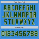 Custom Team Name Number Electric Blue Green Gold Bomber Varsity Jacket Full-Snap Letterman Personalized Electric Blue Green-Gold
