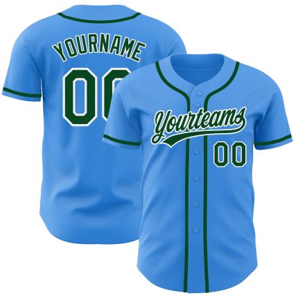 Custom Electric Blue Green-White Baseball Jersey with Personalized Name and Number - Authentic Team Apparel Personalized