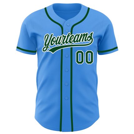 Custom Electric Blue Green-White Baseball Jersey with Personalized Name and Number - Authentic Team Apparel Personalized