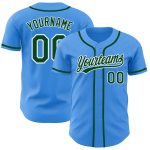 Personalized Electric Blue Green White Baseball Jersey for Men and Women Personalized Electric Blue Green-White Baseball
