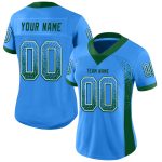 Personalized Electric Blue Green White Football Jersey Mesh Drift Design Personalized Electric Blue Green-White Mesh Drift
