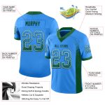 Personalized Electric Blue Green White Football Jersey Mesh Drift Design Personalized Electric Blue Green-White Mesh Drift