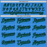Personalized Electric Blue Green Letterman Varsity Bomber Full-Snap Jacket Personalized Electric Blue Kelly Green Black-Cream