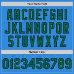 Personalized Electric Blue Green Letterman Varsity Bomber Full-Snap Jacket Personalized Electric Blue Kelly Green Black-Cream