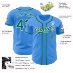 Personalized Electric Blue and Kelly Green Baseball Jersey for Men and Women Personalized Electric Blue Kelly Green-White