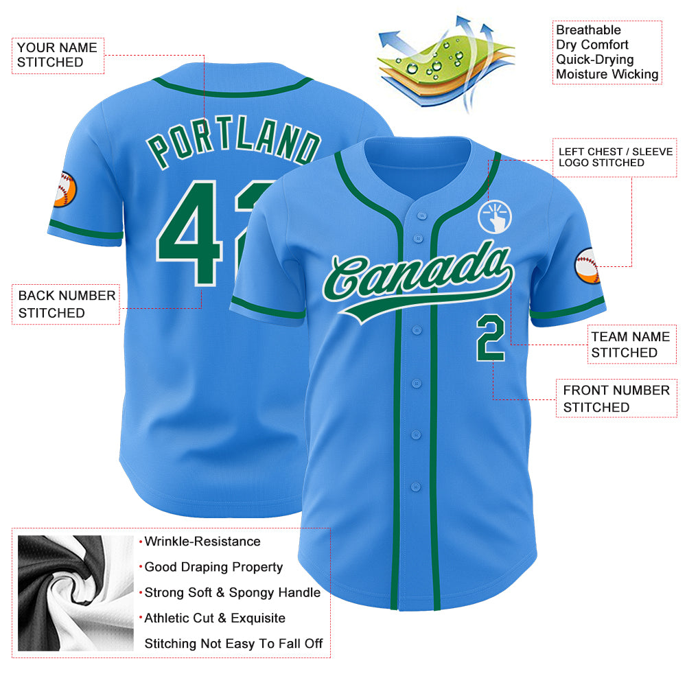 Personalized Electric Blue and Kelly Green Baseball Jersey for Men and Women Personalized Electric Blue Kelly Green-White - Image 3