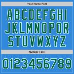 Personalized Electric Blue and Kelly Green Varsity Letterman Bomber Jacket Full-Snap Personalized Electric Blue Kelly Green-White