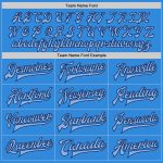 Custom Electric Blue and Light Navy Two-Tone Varsity Jacket with Name and Number - Full-Snap Bomber Style Personalized Electric