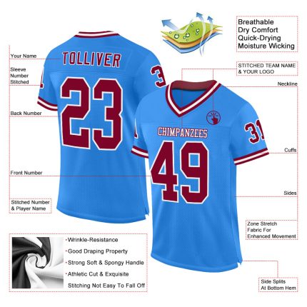 Custom Electric Blue Maroon-White Throwback Football Jersey with Personalized Name and Number - Authentic Design Personalized