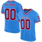 Custom Electric Blue Maroon-White Throwback Football Jersey with Personalized Name and Number - Authentic Design Personalized