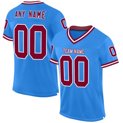 Custom Electric Blue Maroon-White Throwback Football Jersey with Personalized Name and Number - Authentic Design Personalized