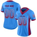 Custom Mens Drift Football Jersey - Personalized Electric Blue Maroon-White Mesh with Team Name and Number Personalized Electric