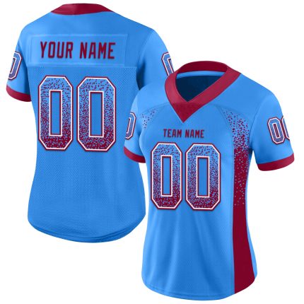 Custom Mens Drift Football Jersey - Personalized Electric Blue Maroon-White Mesh with Team Name and Number Personalized Electric