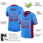 Custom Mens Drift Football Jersey - Personalized Electric Blue Maroon-White Mesh with Team Name and Number Personalized Electric