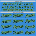 Custom Team Name Number Electric Blue Navy Cream Neon Green Two Tone Bomber Varsity Letterman Full-Snap Jacket Personalized