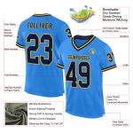 Custom Personalized Football Jersey in Electric Blue Navy and Gold Mesh - Authentic Throwback with Name and Number Personalized