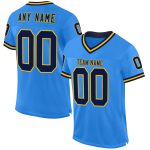 Personalized Blue Navy Gold Football Jersey - Custom Throwback Mesh Jersey Personalized Electric Blue Navy-Gold Mesh Throwback