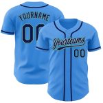 Custom Team Name Number Baseball Jersey - Personalized Electric Blue Navy Gray Teal Design Personalized Electric Blue Navy