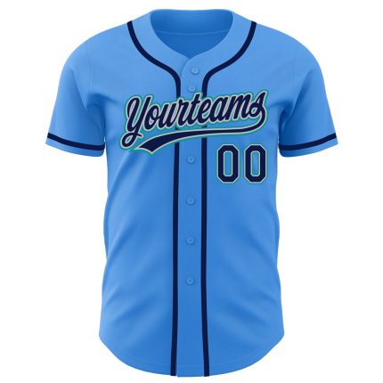 Custom Electric Blue Navy Gray Teal Baseball Jersey - Personalized Sports Apparel Personalized Electric Blue Navy Gray-Teal