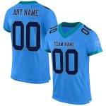 Custom Name and Number Electric Blue Navy Gray Teal Mesh Football Jersey - Personalized Authentic Team Apparel Personalized
