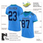 Personalized Electric Blue Navy Gray Teal Football Jersey Mesh Wear Personalized Electric Blue Navy Gray-Teal Mesh Football