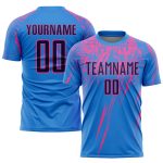 Personalized Electric Blue Navy Pink Soccer Jersey - Sublimation Uniform Personalized Electric Blue Navy-Pink Sublimation