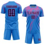 Personalized Electric Blue Navy Pink Soccer Jersey - Sublimation Uniform Personalized Electric Blue Navy-Pink Sublimation