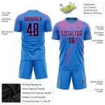 Personalized Electric Blue Navy Pink Soccer Jersey - Sublimation Uniform Personalized Electric Blue Navy-Pink Sublimation