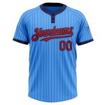 Personalized Two-Button Softball Jersey - Electric Blue Navy Pinstripe Unisex Design Personalized Electric Blue Navy Pinstripe