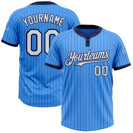 Custom Name Number Unisex Softball Jersey Electric Blue Navy Pinstripe Two-Button Personalized Design Personalized Electric
