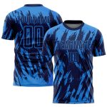 Personalized Electric Blue Navy Soccer Jersey - Custom Sublimation Uniform Personalized Electric Blue Navy Sublimation Soccer