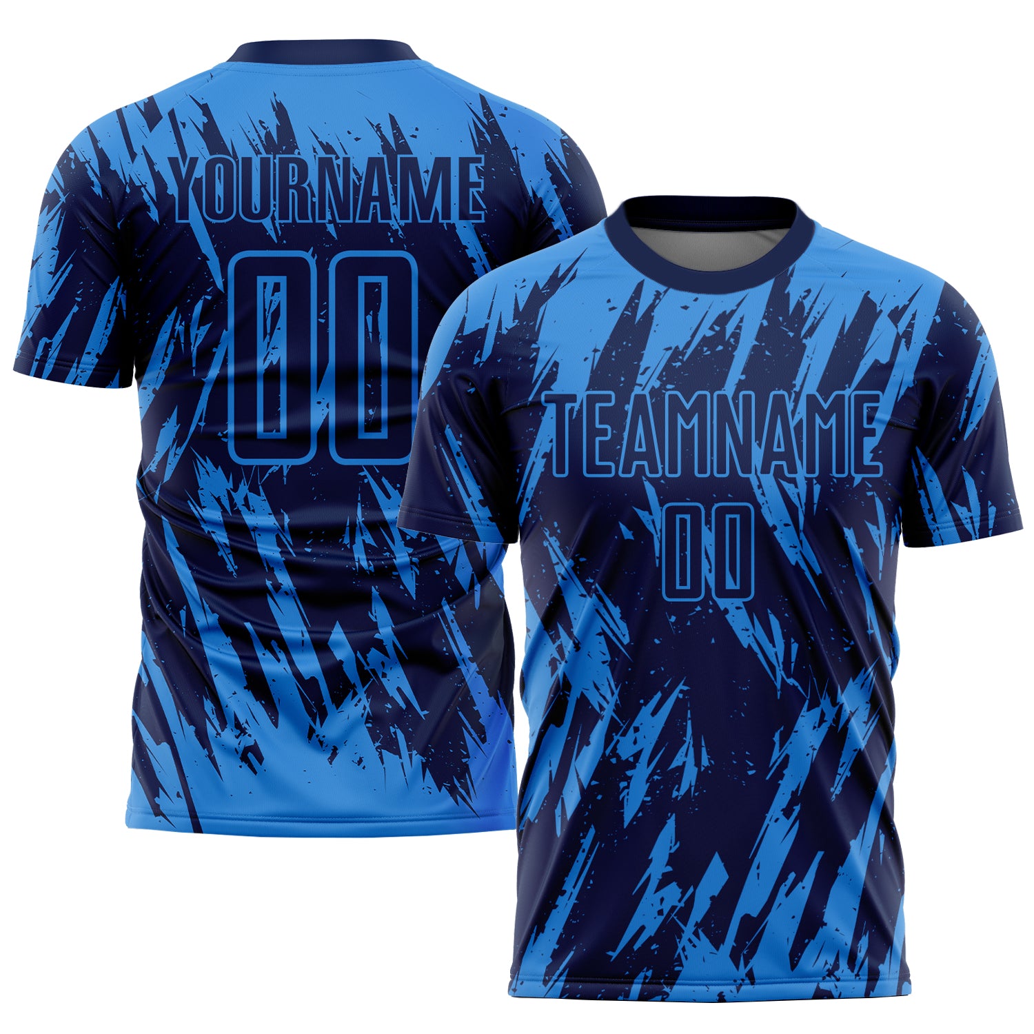 Personalized Electric Blue Navy Soccer Jersey - Custom Sublimation Uniform Personalized Electric Blue Navy Sublimation Soccer