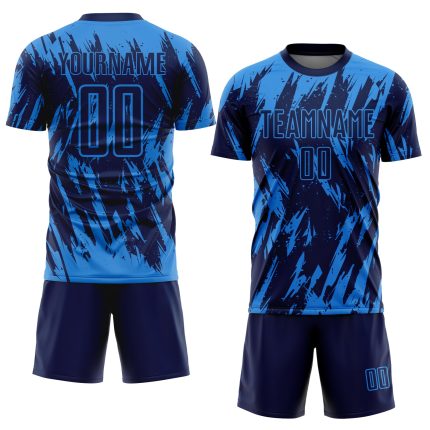 Custom Electric Blue Navy Soccer Jersey with Name & Number - Personalized Sublimation Uniform Personalized Electric Blue
