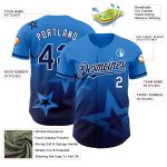 Custom Name Number Twinkle Star Baseball Jersey - Electric Blue Navy-White 3D Pattern Gradient Style Personalized Electric
