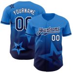 Custom Name Number Twinkle Star Baseball Jersey - Electric Blue Navy-White 3D Pattern Gradient Style Personalized Electric