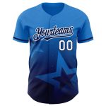 Custom Name Number Twinkle Star Baseball Jersey - Electric Blue Navy-White 3D Pattern Gradient Style Personalized Electric
