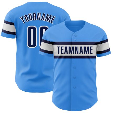 Custom Electric Blue and Navy Authentic Baseball Jersey - Personalized Design Personalized Electric Blue Navy-White Authentic