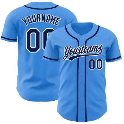 Custom Electric Blue Navy-White Baseball Jersey with Personalized Name and Number - Authentic Team Apparel Personalized Electric