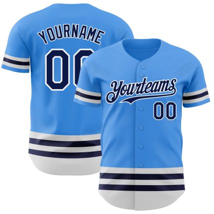 Custom Baseball Jersey with Personalized Name and Number - Electric Blue Navy-White Line Authentic Design Personalized Electric