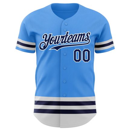 Custom Baseball Jersey with Personalized Name and Number - Electric Blue Navy-White Line Authentic Design Personalized Electric