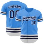 Electric Blue Baseball Jersey with Navy-White Lines - Customizable Design Personalized Electric Blue Navy-White Line Baseball