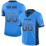 Electric Blue Personalized Football Jersey - Navy-White Mesh Drift Style Personalized Electric Blue Navy-White Mesh Drift
