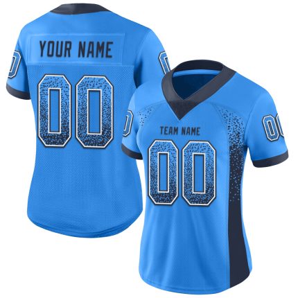 Custom Electric Blue Navy-White Mesh Football Jersey with Personalized Name and Number - Drift Fashion Team Apparel Personalized