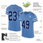 Personalized Electric Blue Mesh Football Jersey - Navy and White Design Personalized Electric Blue Navy-White Mesh Football
