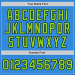 Custom Team Name & Number Bomber Jacket - Electric Blue Neon Green Black Full-Snap Varsity Letterman Two Tone Jacket Personalized